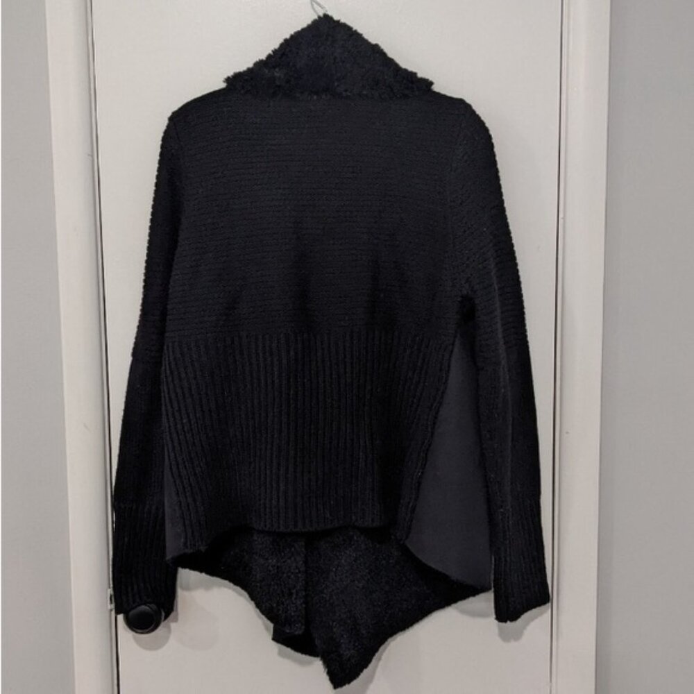 Chelsea & Theodore Suede Draped Open Front Cardigan Sweater - Picture 4 of 5